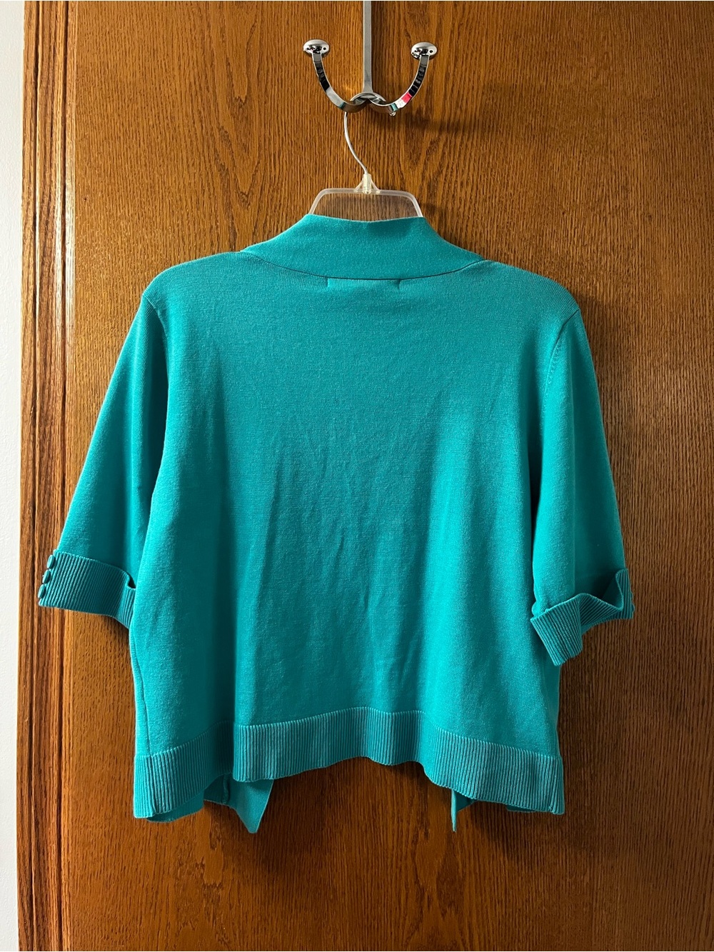 89th & Madison Teal Short-Sleeve Open-Front Cardigan - Picture 4 of 4
